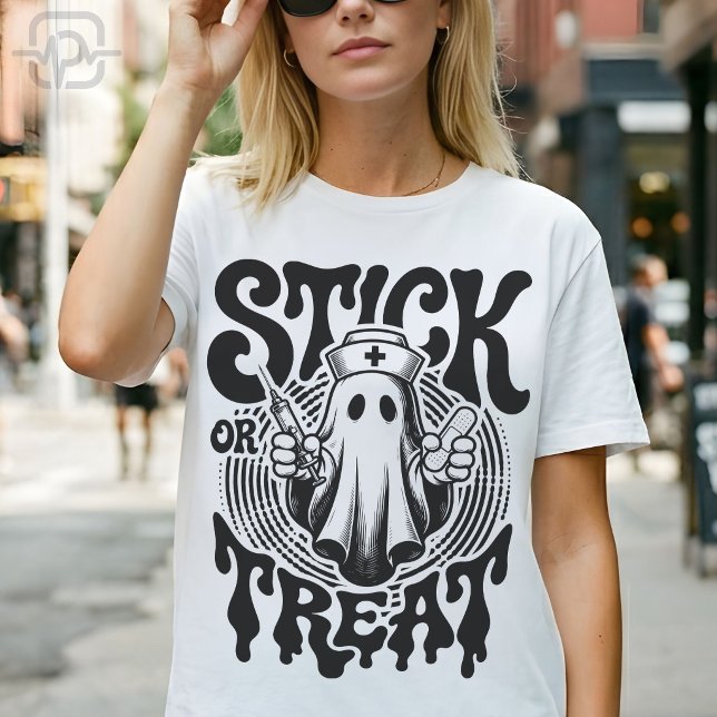 Süßes oder Saures Gespenster-Krankenschwester Lust T-Shirt (Stick Or Treat Ghost Nurse Funny Halloween RN CNA T-Shirt)