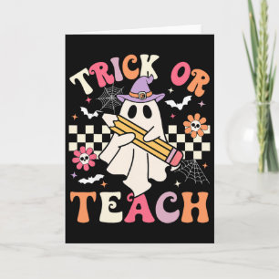 Süßes oder Saures Groovy Lehrer Halloween Retro Fl Karte