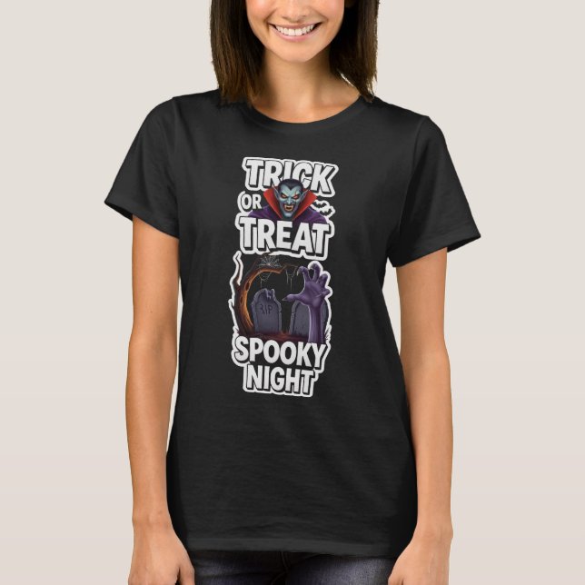 Süßes oder Saures Gruselige Nacht T-Shirt (Vorderseite)