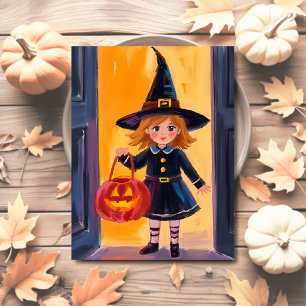 Süßes oder Saures Halloween-Aquarell Feiertagspostkarte