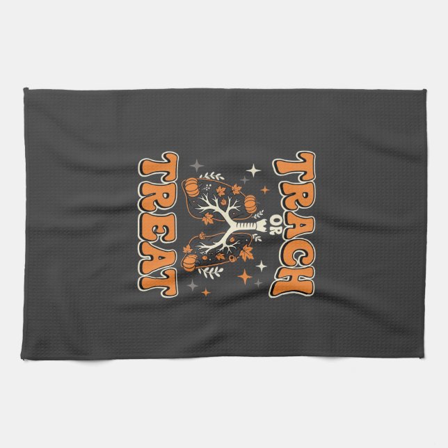 Süßes oder Saures Halloween-Atemwegsdesign Geschirrtuch (Horizontal)