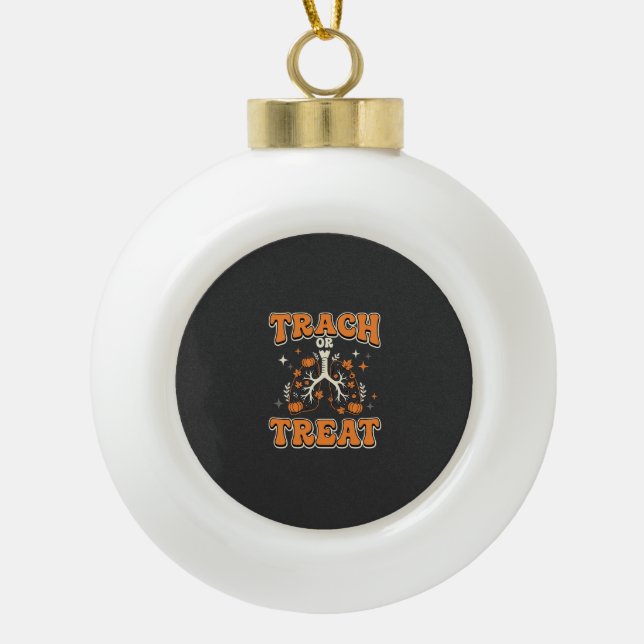 Süßes oder Saures Halloween Atemwegsdesign Keramik Kugel-Ornament (Vorderseite)