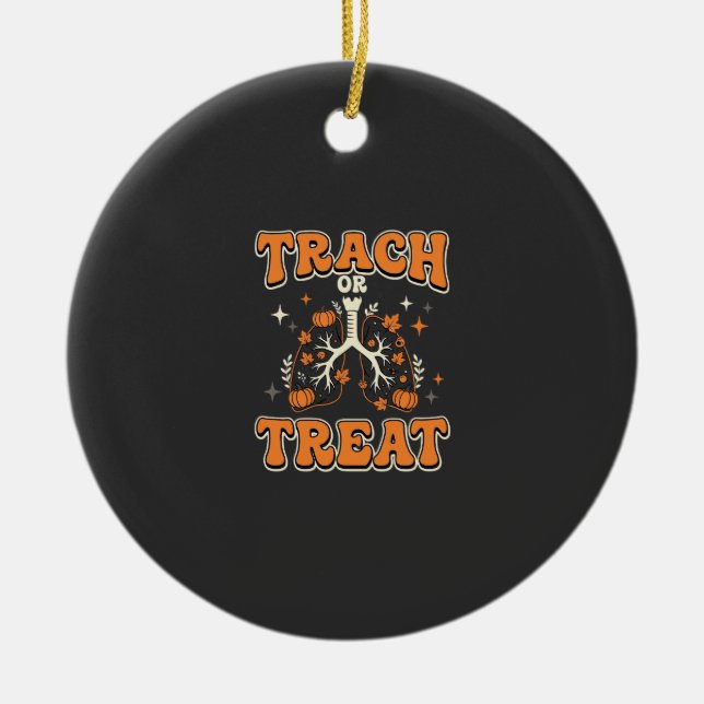 Süßes oder Saures Halloween Atemwegsdesign Keramik Ornament (Vorne)