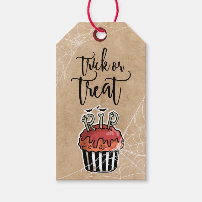 Süßes oder Saures Halloween-Cupcake Geschenkanhänger (Vorderseite)