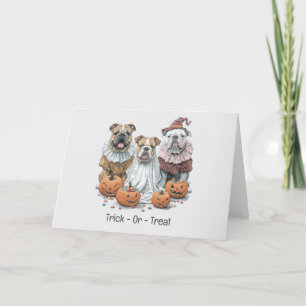 Süßes oder Saures Halloween English Bulldogs Kürbi Feiertagskarte
