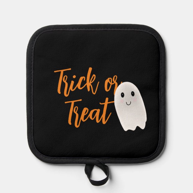 Süßes oder Saures Halloween-Geist Topflappen (Vorderseite)