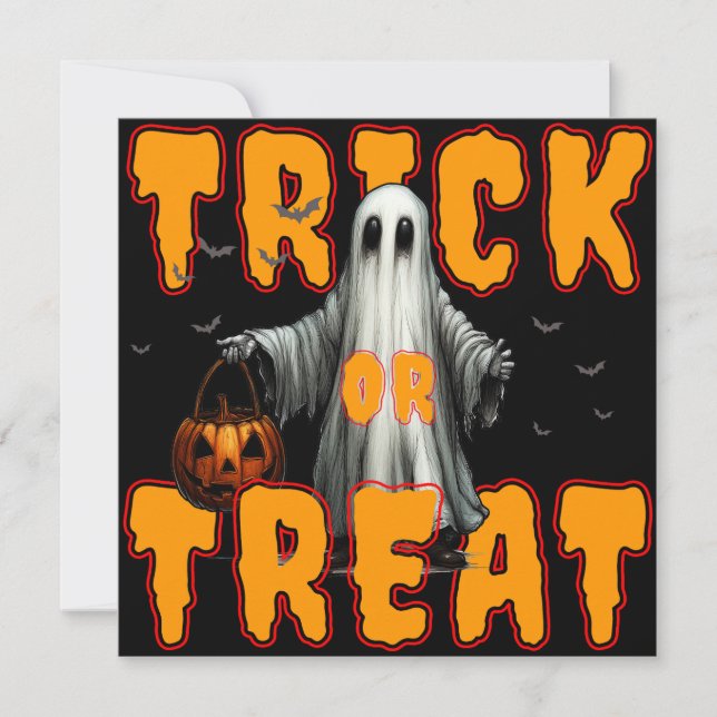 Süßes oder Saures Halloween gruselig Geist Kürbis Dankeskarte (Vorderseite)