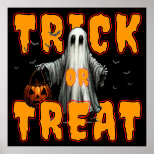 Süßes oder Saures Halloween gruselig Geist Kürbis Poster