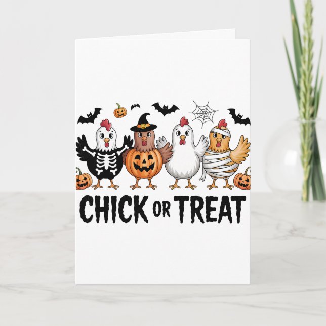 Süßes oder Saures Halloween Hexe Grusel-Huhn  Karte (Vorderseite)