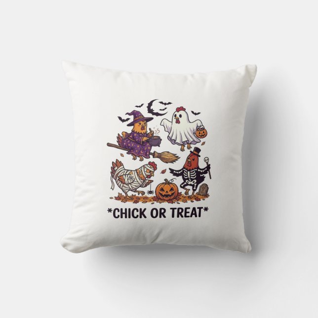 Süßes oder Saures Halloween Hühner Hexe Geist Kürb Kissen (Vorderseite)