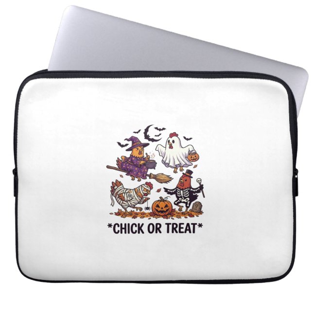Süßes oder Saures Halloween Hühner Hexe Geist Kürb Laptopschutzhülle (Vorderseite)