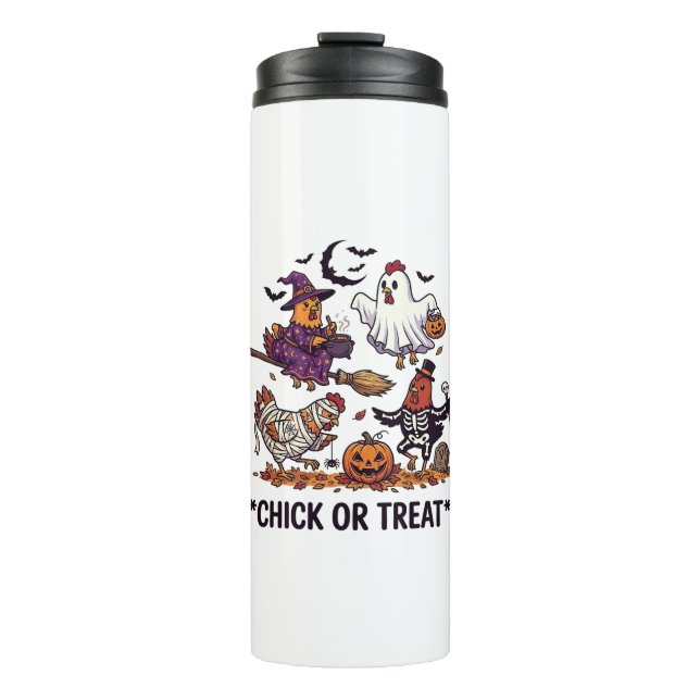 Süßes oder Saures Halloween Hühner Hexe Geist Kürb Thermosbecher (Vorderseite)