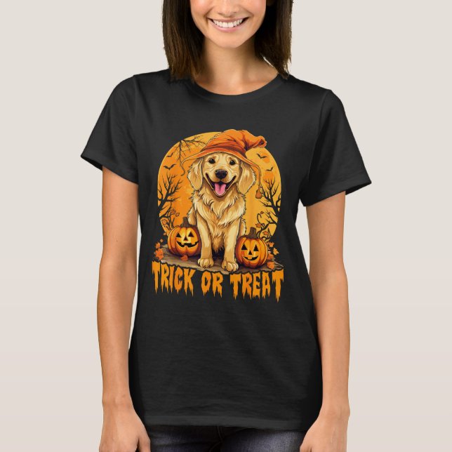 Süßes oder Saures Halloween Hund 2 T-Shirt (Vorderseite)