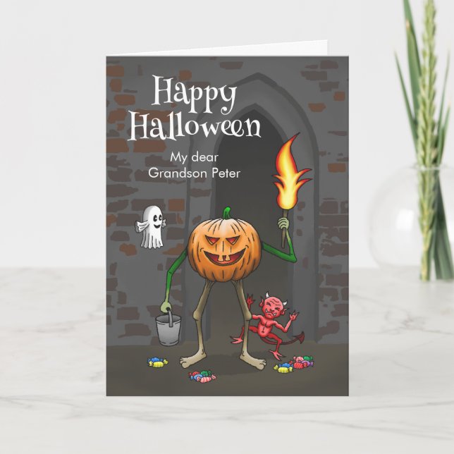 Süßes oder Saures Halloween Karte (Vorderseite)