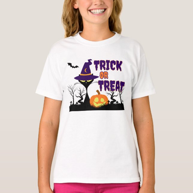 Süßes oder Saures - Halloween-Katze - Kinder-T-Shi T-Shirt (Vorderseite)
