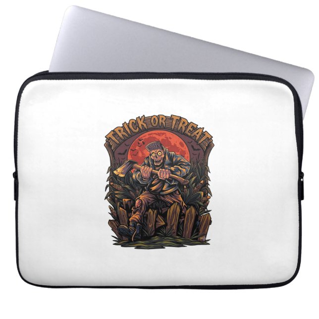 Süßes oder Saures Halloween Killer Skelett Axt Rot Laptopschutzhülle (Vorderseite)