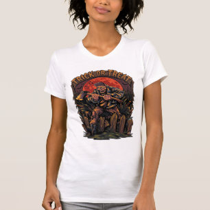 Süßes oder Saures Halloween Killer Skelett Axt Rot T-Shirt