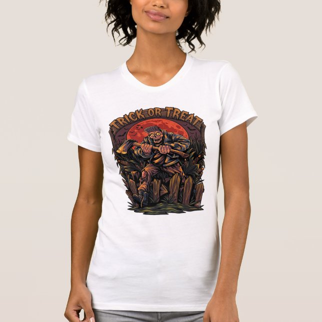 Süßes oder Saures Halloween Killer Skelett Axt Rot T-Shirt (Vorderseite)