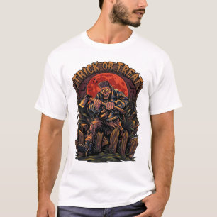 Süßes oder Saures Halloween-Killer-Skelett-Axt Rot T-Shirt