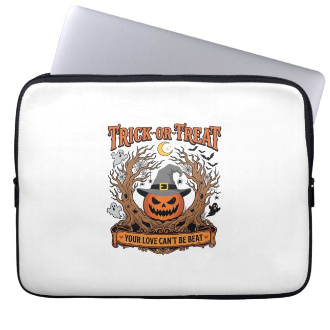 Süßes oder Saures Halloween-Kürbis-Hexenhut Grusel Laptopschutzhülle (Vorderseite)