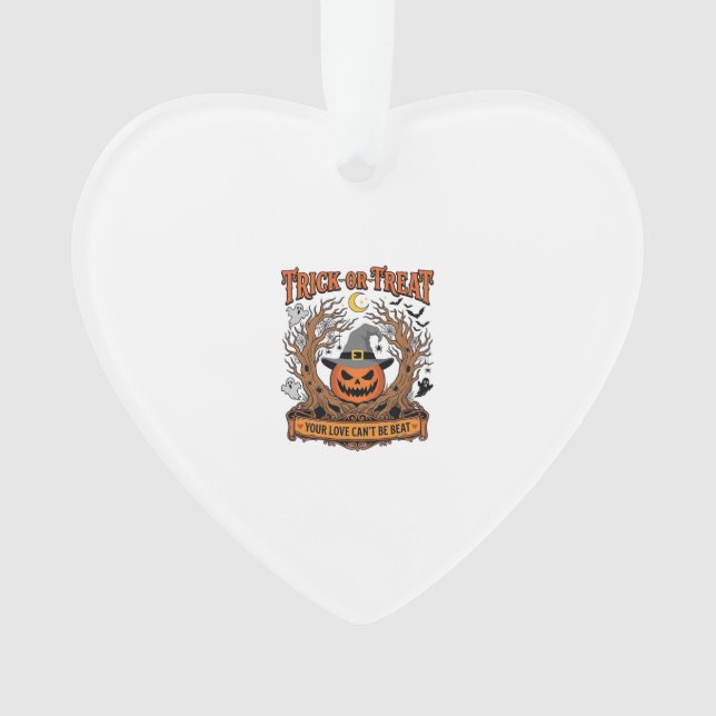 Süßes oder Saures Halloween-Kürbis-Hexenhut Grusel Ornament (Vorderseite)