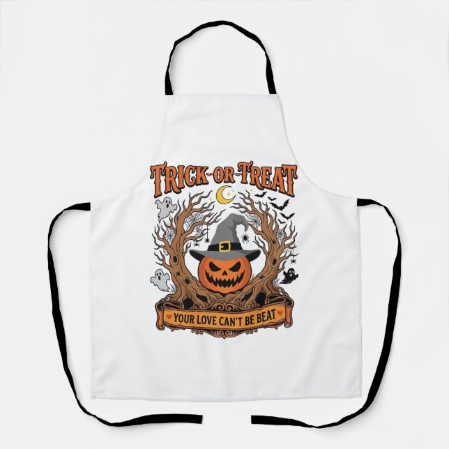 Süßes oder Saures Halloween-Kürbis-Hexenhut Grusel Schürze (Vorderseite)