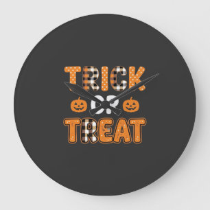 Süßes oder Saures Halloween-Kürbis-Vektordesign_1 Große Wanduhr