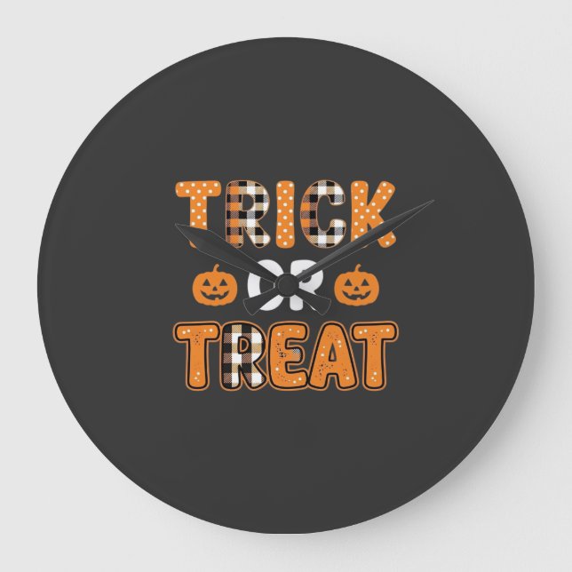 Süßes oder Saures Halloween-Kürbis-Vektordesign_1 Große Wanduhr (Vorderseite)