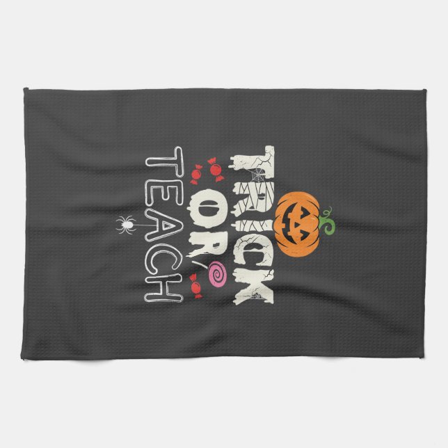 Süßes oder Saures Halloween-Lehrer-Design (2)_1 Geschirrtuch (Horizontal)