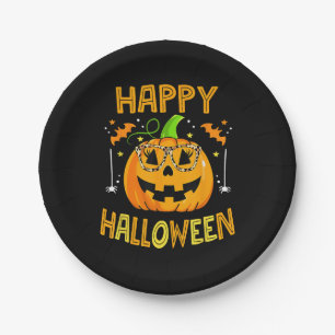 Süßes oder Saures Halloween Lustiger Kürbis Frohe Pappteller