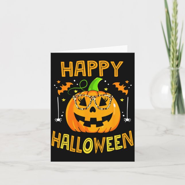 Süßes oder Saures Halloween Lustiger Kürbis Glückl Karte (Vorderseite)