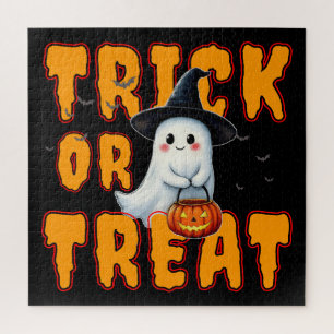 Süßes oder Saures Halloween niedlicher Geist Kürbi Puzzle
