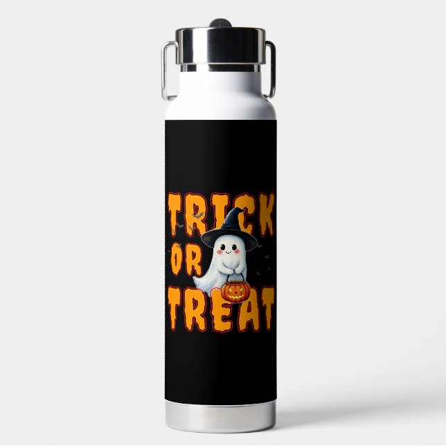 Süßes oder Saures Halloween niedlicher Geist Kürbi Trinkflasche (Vorderseite)