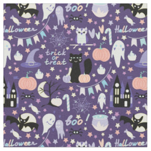 Süßes oder Saures Halloween Schwarze Katze Kürbiss Stoff