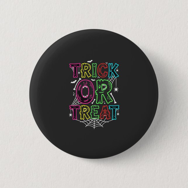 Süßes oder Saures Halloween-Spinnennetz-Design_1 Button (Vorderseite)