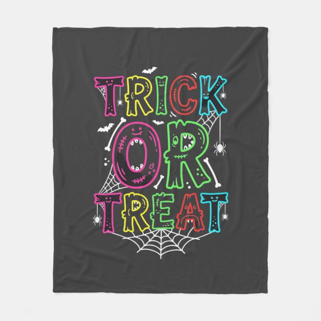 Süßes oder Saures Halloween-Spinnennetz-Design_1 Fleecedecke (Vorderseite)