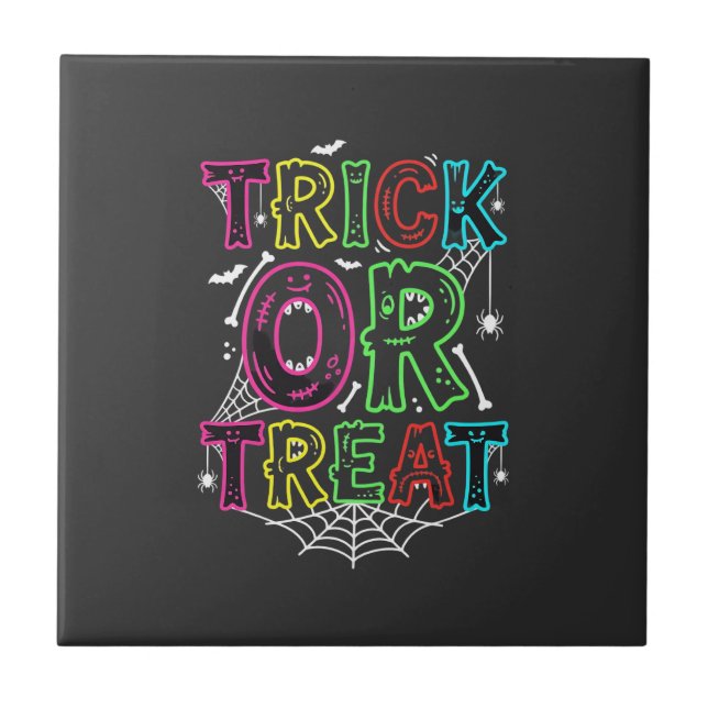 Süßes oder Saures Halloween-Spinnennetz-Design_1 Fliese (Vorderseite)