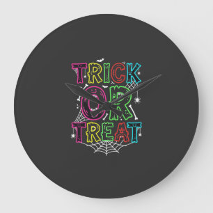 Süßes oder Saures Halloween-Spinnennetz-Design_1 Große Wanduhr