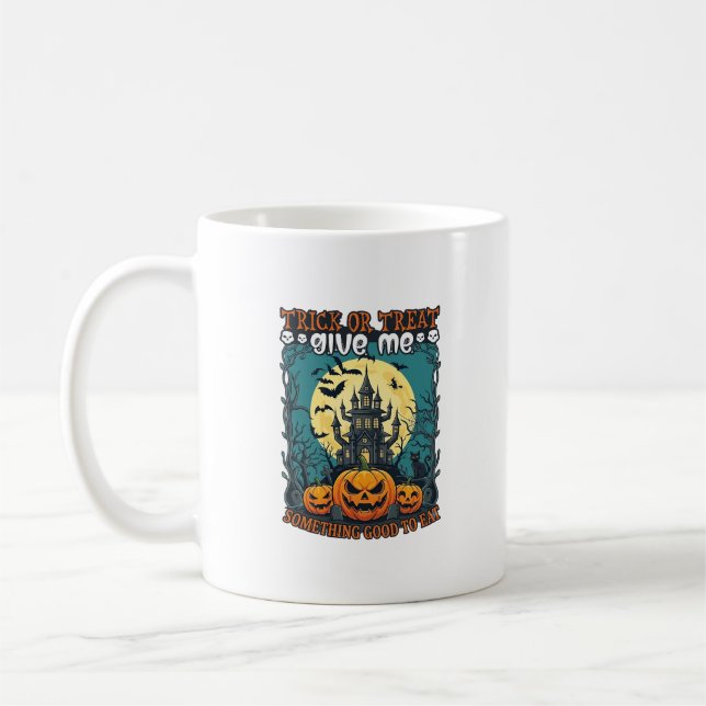 Süßes oder Saures Halloween Spukhaus Kürbisse Mond Kaffeetasse (Links)