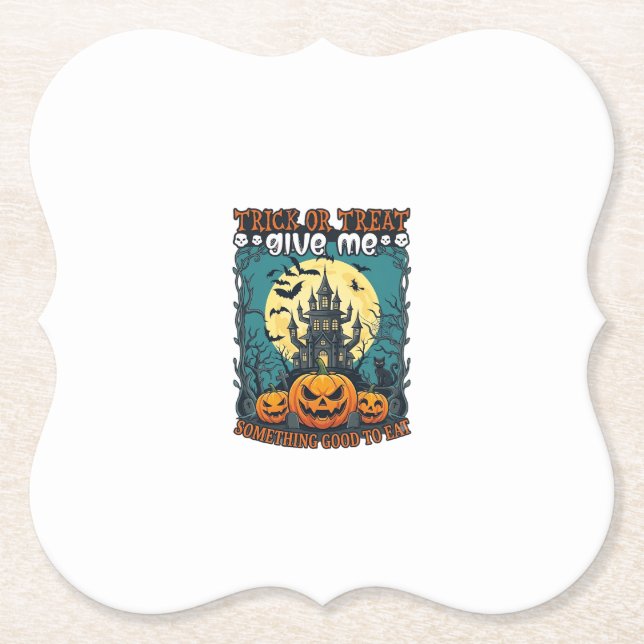 Süßes oder Saures Halloween Spukhaus Kürbisse Mond Untersetzer (Vorderseite)