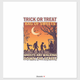 Süßes oder Saures Halloween Zombies Sensenmann Kür Aufkleber