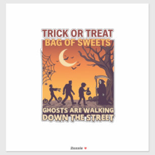 Süßes oder Saures Halloween Zombies Sensenmann Kür Aufkleber
