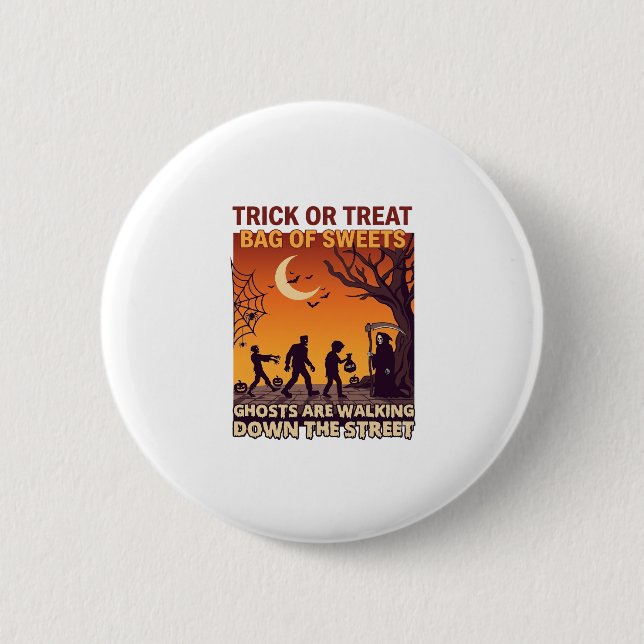 Süßes oder Saures Halloween Zombies Sensenmann Kür Button (Vorderseite)