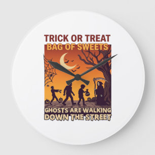 Süßes oder Saures Halloween Zombies Sensenmann Kür Große Wanduhr