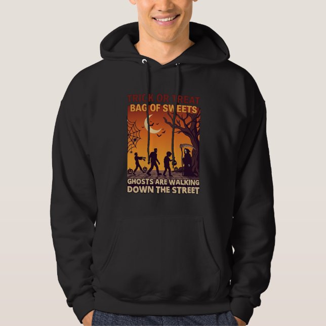 Süßes oder Saures Halloween Zombies Sensenmann Kür Hoodie (Vorderseite)