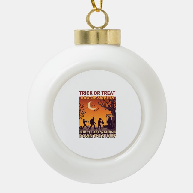 Süßes oder Saures Halloween Zombies Sensenmann Kür Keramik Kugel-Ornament (Vorderseite)