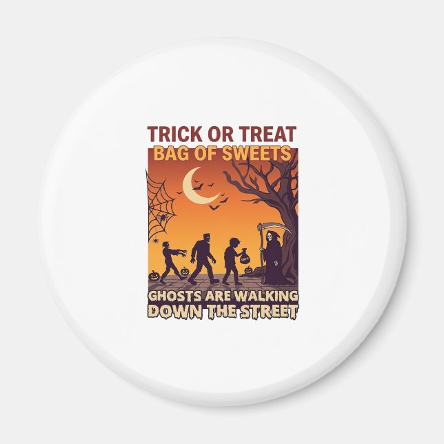 Süßes oder Saures Halloween Zombies Sensenmann Kür Magnet (Vorne)