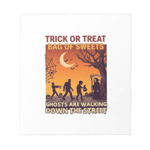 Süßes oder Saures Halloween Zombies Sensenmann Kür Notizblock