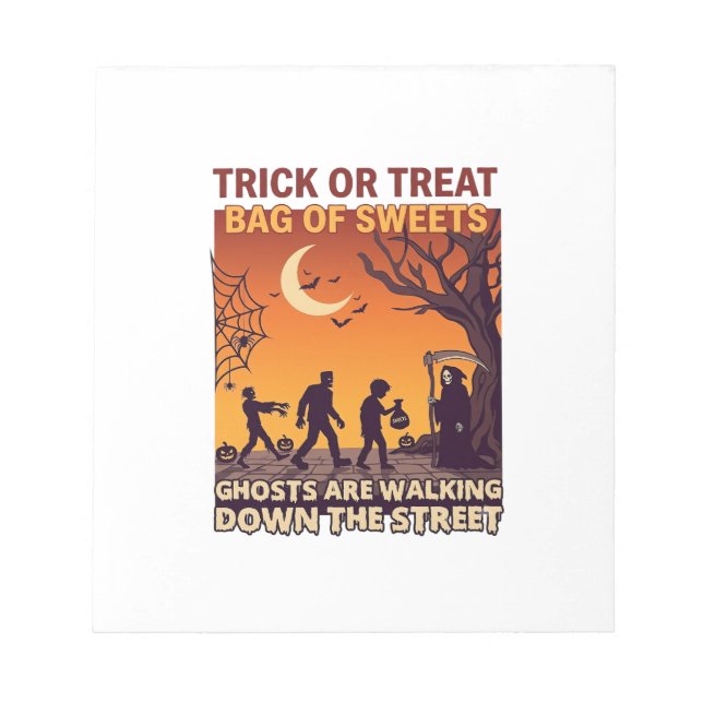 Süßes oder Saures Halloween Zombies Sensenmann Kür Notizblock (Vorderseite)