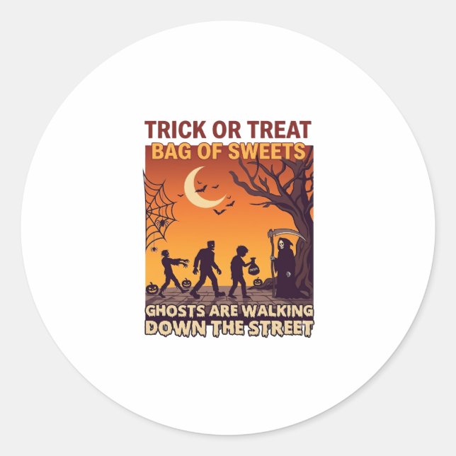 Süßes oder Saures Halloween Zombies Sensenmann Kür Runder Aufkleber (Vorderseite)
